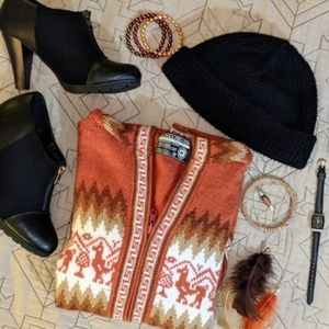 Alpaka Orange Zipup Sweater Jacket Hoodie Size M